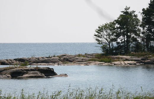 von Steinen umgebener kleiner Weiher